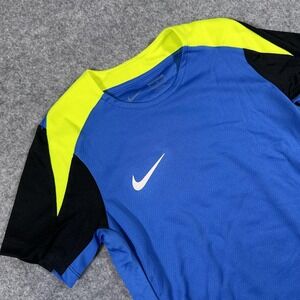 Nike Shirt Youth Medium Blue Yellow Black Dri-FIT Soccer Training Tee Athletic